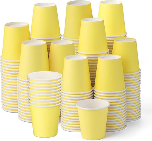 150 Pack 3oz Yellow Paper Cups,Mouthwash Cups, Disposable Bathroom Cups,Small Paper Cups 3oz Ideal for Bathroom,Supermarket,Birthday Party,Picnic and BBQ