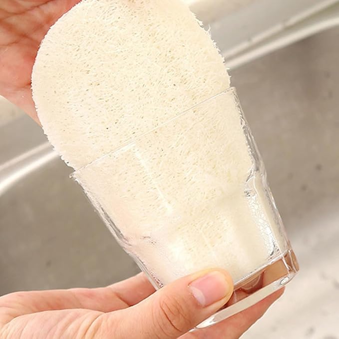 Natural Loofah Dishwashing Sponge 3pcs Set with Hanging Rope, Multipurpose Kitchen Cleaning Scouring Pads for Non-Scratch Dish and Pot Scrubbing, Eco-Friendly Household Supplies