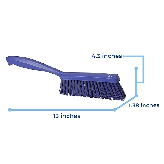 Vikan 45898 Bench Cleaning Brush, Polypropylene/Polyester Medium Bristle Dustpan Brush & Sweeper, 14 Inch, Purple