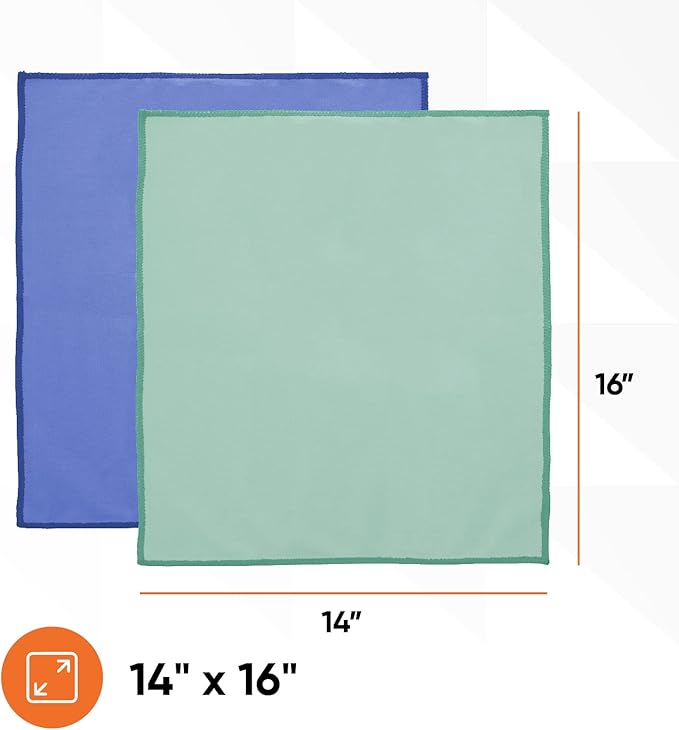 Superio Microfiber Window Cleaning Cloth, Mirror & Glass Miracle Cloth Lint & Streak Free, Washable, Large Eco-Friendly for Cars, Tv Screens, Glasses, Cleans with Plain Water (14x16), 48 Pack