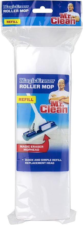 Mr. Clean Magic Eraser Roller Floor Mop Refill Head, White/Blue