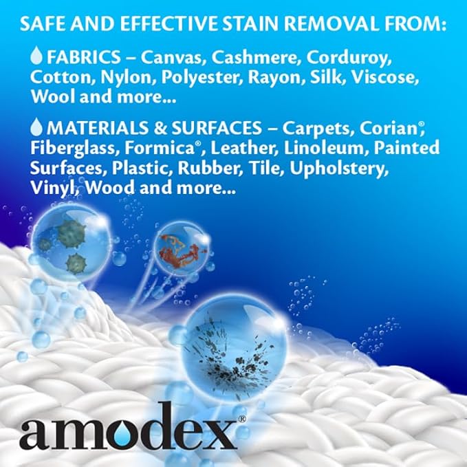 Amodex Ink & Spot Remover for Clothes, Leather and Skin - Removes Ink, Ballpoint, Sharpie, Grease and More, Works on Set-in Stains, Gentle but Powerful, 4oz/120ml Bottle