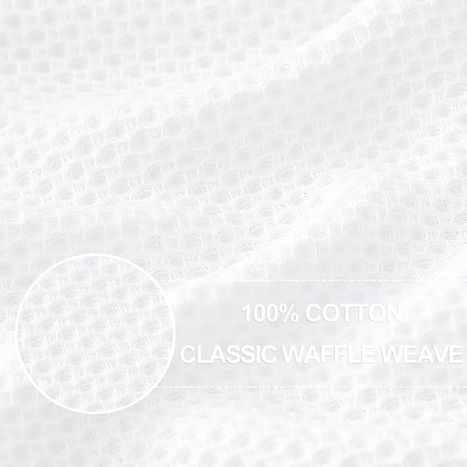 Homaxy 100% Cotton Oversized Waffle Weave Kitchen Dish Towels, Ultra Soft Absorbent Quick Drying Cleaning Towel, 20x28 Inches, 6-Pack, White