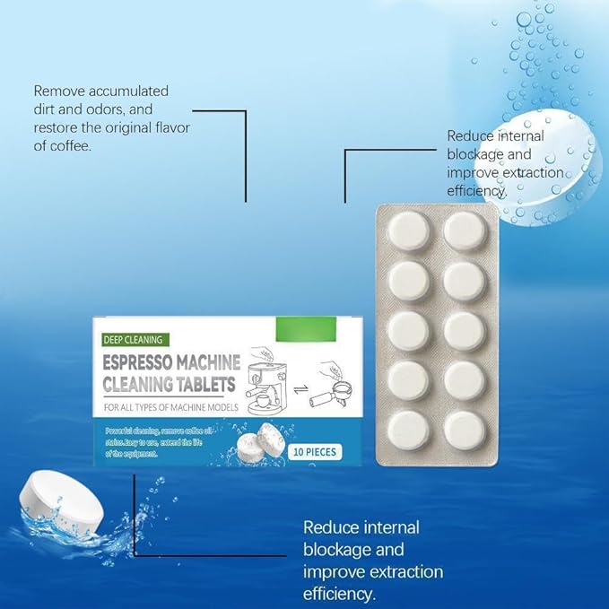 Professional Espresso Machine Cleaning Tablets, Deep Cleaning Descaler for Coffee Makers and Espresso Machines, 10 Count Descaling Tablets