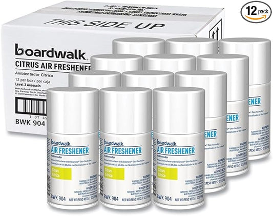 Boardwalk 1048768 5.3 oz. Aerosol Spray Metered Air Freshener Refills - Citrus Sunrise (12/Carton)