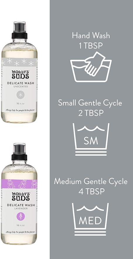 Molly's Suds Delicate Wash Liquid Laundry Soap | Clean, Simple Ingredients | Gently Removes Stains and Deodorizes | Unscented, 16 fl oz