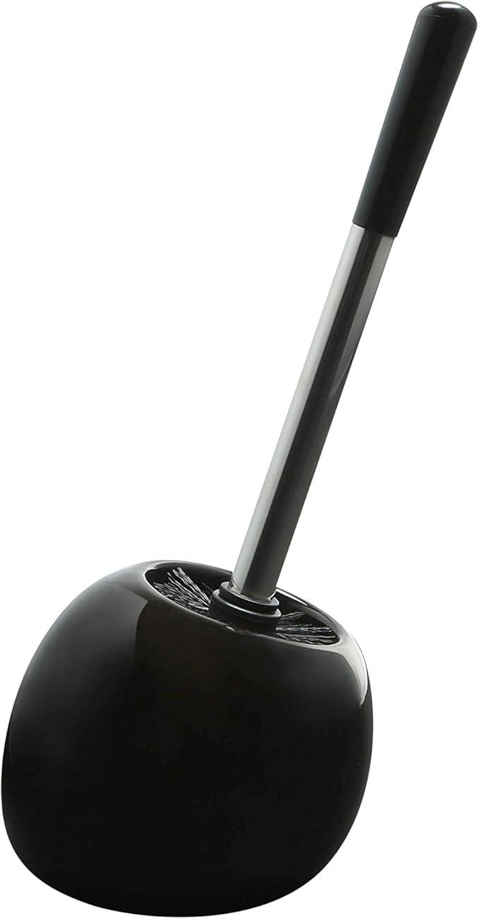 Bath Bliss Ceramic Dome Toilet Brush & Holder in Black