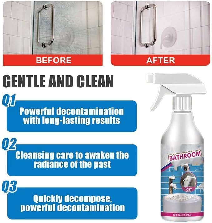 Life Sunny Bathroom Descaler, Lifesunny Bathroom Cleaner, Lifesunny Foam Cleaner, Bathroom Descaler Stubborn Stains Cleaner for Bathroom Glass, Wash Basin, Bathtub (1pcs)