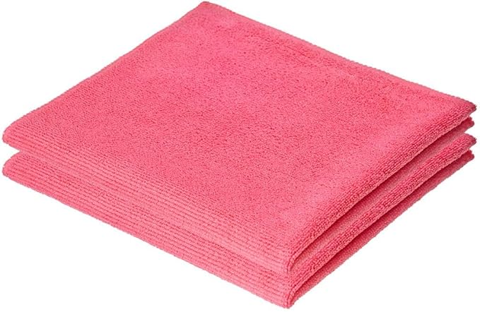 Superio Pink Microfiber Cleaning Cloth for Cars, Kitchen, Bathroom 16x16 Miracle Cloth, Lint Free Rags for Cleaning House, Washable Reusable, No Detergents Needed, Scratch & Streak Free, 2 Pack