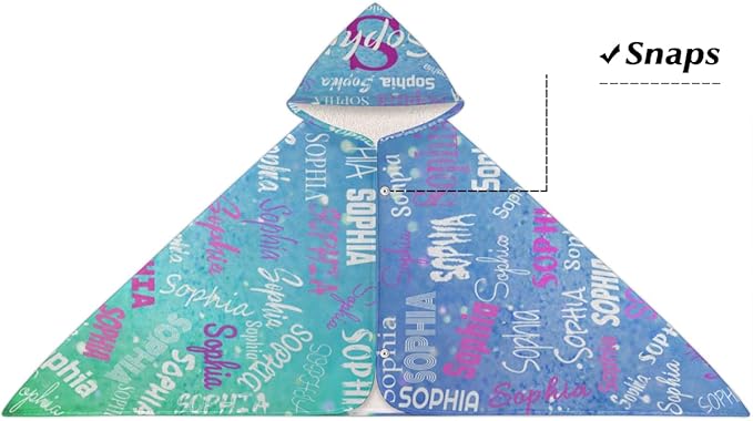 Custom Hooded Bath Beach Towel for Kids, 50"x24" Inch Cotton Soft with Hood for Toddler, Boys, Girls - Wrap/Bathrobe for Pool, Travel, Camping, Swimming, Blue Green Color