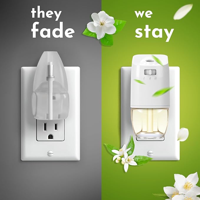 Plug In Air Freshener Refills - Jasmine Scent, Wall Plug-In Refills, Home Fragrance, 6 Pack (3.96 Fl Oz), Compatible with Air Wick & Glade, Not Include Glade Plus, for Bathroom, Bedroom, Office