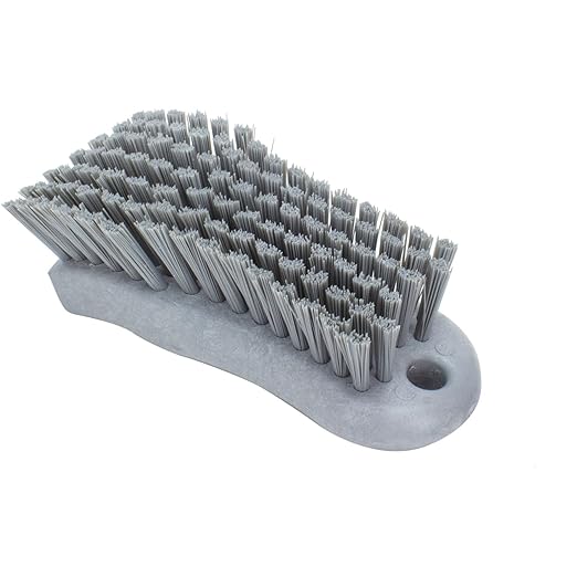 SPARTA Plastic Cutting Board Scrub Brush with Hanging Hole for Washing Cutting Boards, 6 Inches, Gray