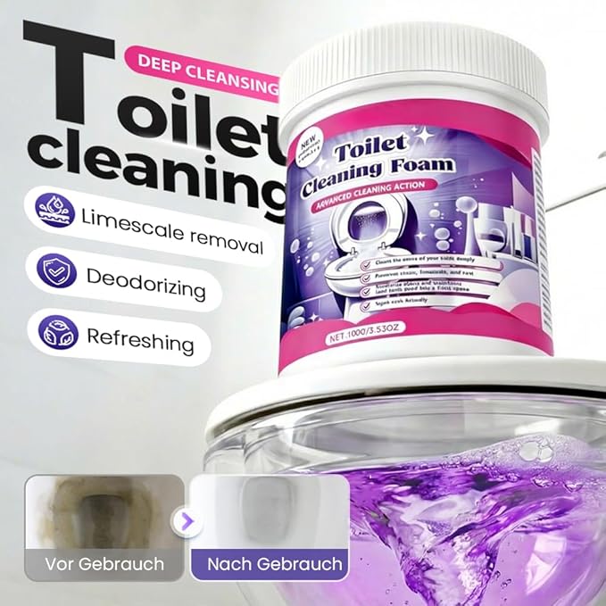 Toilet Cleaner – Touch Free Foaming Powder for Deep Cleaning, Limescale & Rust Stain Removal, No-Scrub Toilet Bowl Cleaning Foam, Septic Safe Bathroom & Multi-Surface Home Cleaning Powder (3pcs)