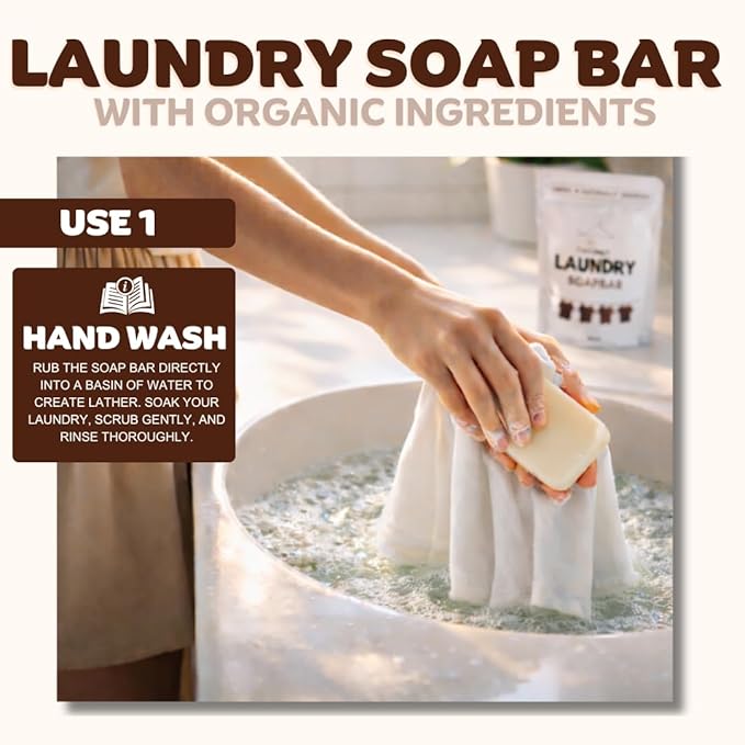 Kelebs Natural Laundry Soap Bar for Sensitive Skin with Organic Coconut - Delicate Laundry Stain Remover for Clothes, Underwear, Collar - Gentle Baby Laundry Soap | 5 Bars