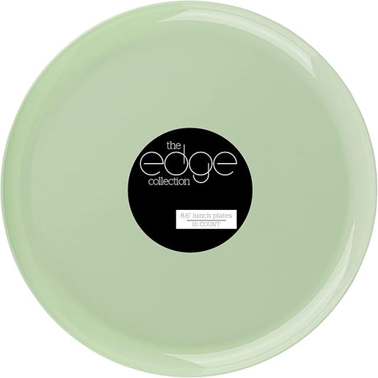 [30 Pack 8.6''] Mint Green Plastic Party Plates Edge Collection Premium heavyweight Elegant Disposable Tableware Dishes
