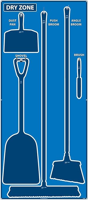 NMC SB131ACP 5S Dry Zone Janitorial Shadow Board, 68"x30", Blue/Blue, Aluminum Composite Panel (Tools Sold Separately)