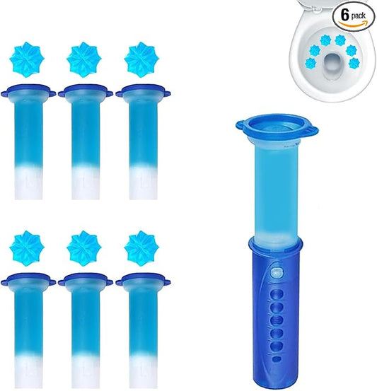 Solala 6 Packs Toilet Bowl Gel Stamp - Replacement Gel Toilet Bowl Cleaning Stamps Compatible with Scrubbing Bubbles, Stop Limescale and Rings, for Cleaning and Refreshing, 6 Pack with Dispenser