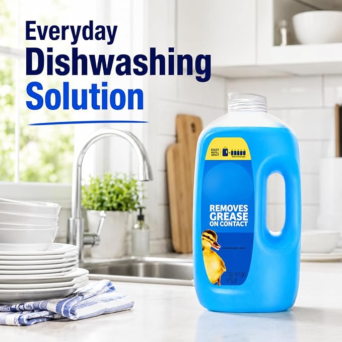 Dishwashing Liquid Refill Jug, Scent Dish Soap, Large 87 fl oz Kitchen Cleaning Liquid with Easy Pour Bottle Design