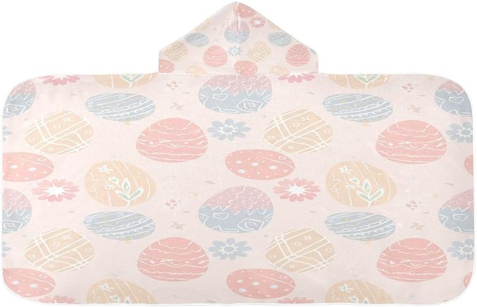 CEBUGI Colored Easter Egg Hooded Bath Towel for Kids Absorbent Soft Bath Towel Wrap with Hood 50x23.5in Pool Beach Shower Towel for Boys Girls