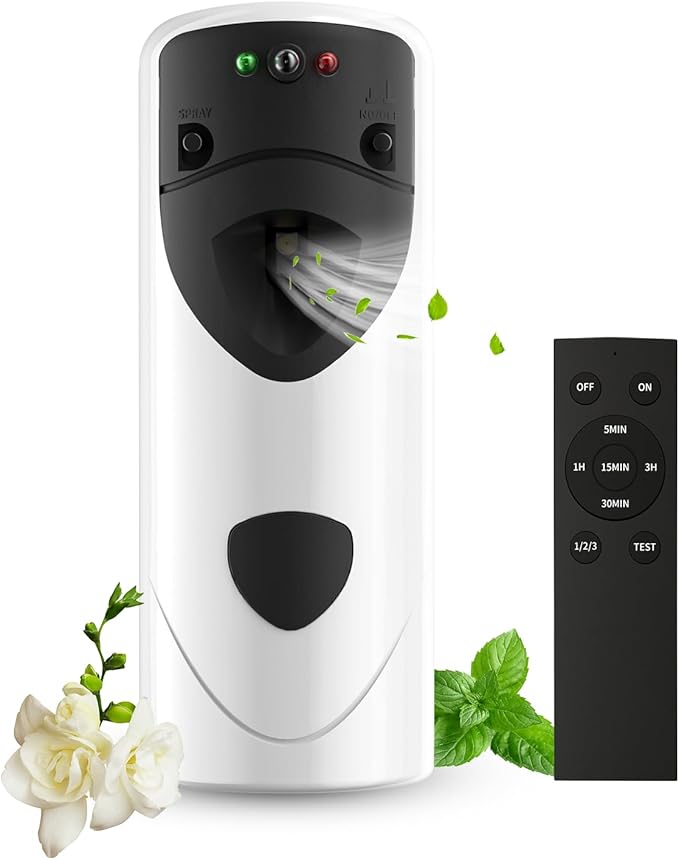 Automatic Air Freshener Spray Dispenser With Remote Programmable Fragrance Dispenser Fit for Spray Refills | Wall Mount Aerosol Dispenser Spray for Bathroom, Hotel, Commercial Place