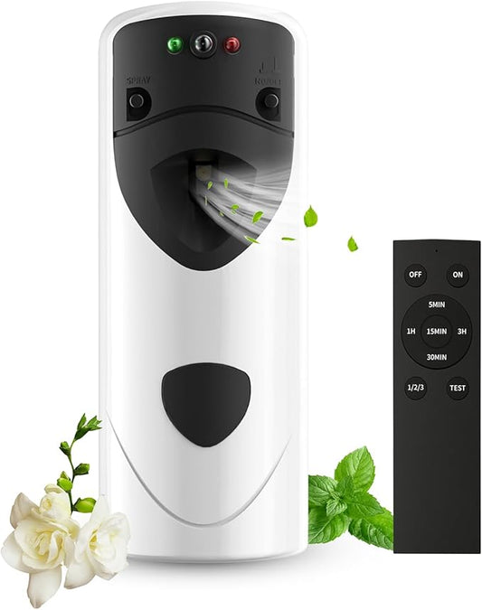 Automatic Air Freshener Spray Dispenser With Remote Programmable Fragrance Dispenser Fit for Spray Refills | Wall Mount Aerosol Dispenser Spray for Bathroom, Hotel, Commercial Place