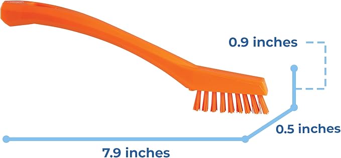 Vikan 44017 Brush,Detail,Stiff,9" x .5",PP/PBT,Orange