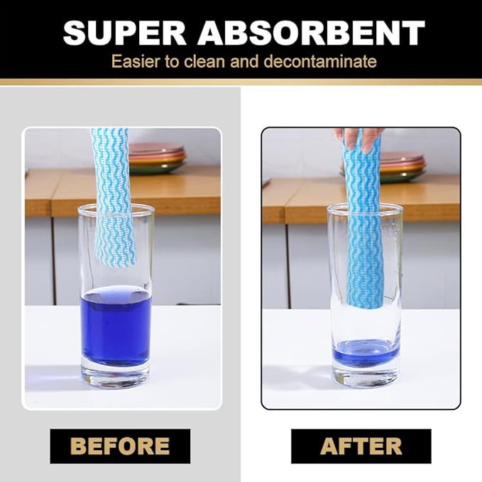 2 Pack Upgraded Reusable Cleaning Cloths Extra Thick Durable Disposable Cleaning Towels Kitchen Dish Paper Multi Purpose Household Towels Thickened Non Woven Wipes, 7.9"X11.8", Blue