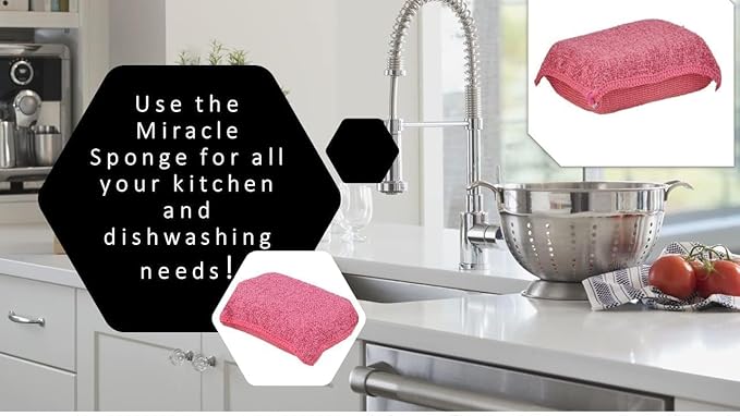 Miracle Microfiber Scrubbing Sponge, Red Extra Scrubbing Power Kitchen Sponge, Sink, Pot, Pan and Dish Washing, Super Absorbent and Rapid Drying. by Superio