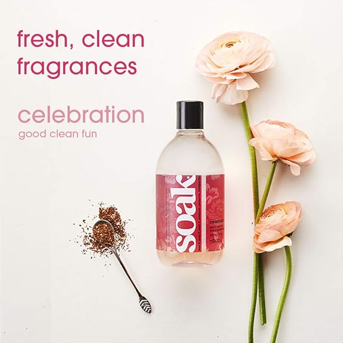 Soak Laundry Soap – No Rinse, Plant Derived Hand Wash Detergent - 375 ml / 12 fl. oz, 75+ Washes (Celebration)