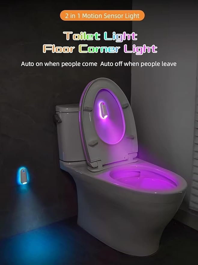 Purivio Self Cleaning UV Toilet Sanitizer Light, Motion Sensor Toilet Bowl Light, USB Rechargeable LED Night Light, Easy Install Bathroom Light for Night Use, Kids & Elderly Safe