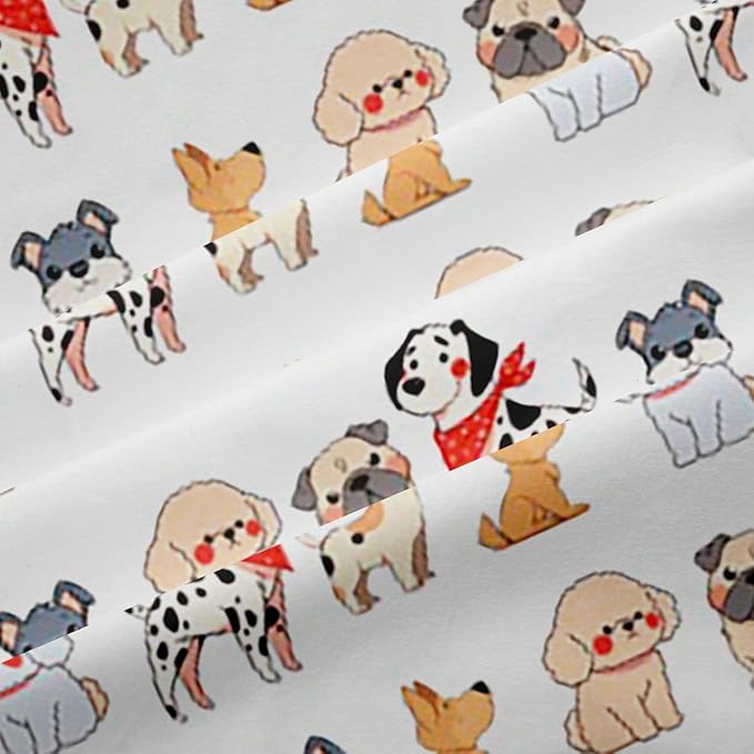 Pup Dog Shower Curtain Set Cartoon Puppy Shower Curtain for Kids Toddler,Cute Sharpei Doggy Bath Curtain Corgi Bulldog Lovely Pet Animal Hanging Curtain Kawaii Room Decor 72"Wx84"L for Dog Lover