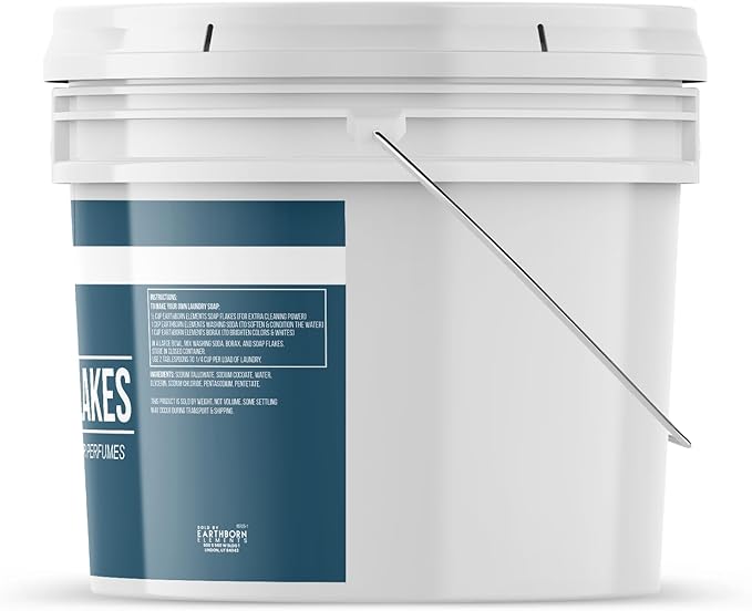 Earthborn Elements Soap Flakes 2 Gallon Bucket, Homemade Laundry Detergent, Tallow-Based, Unscented