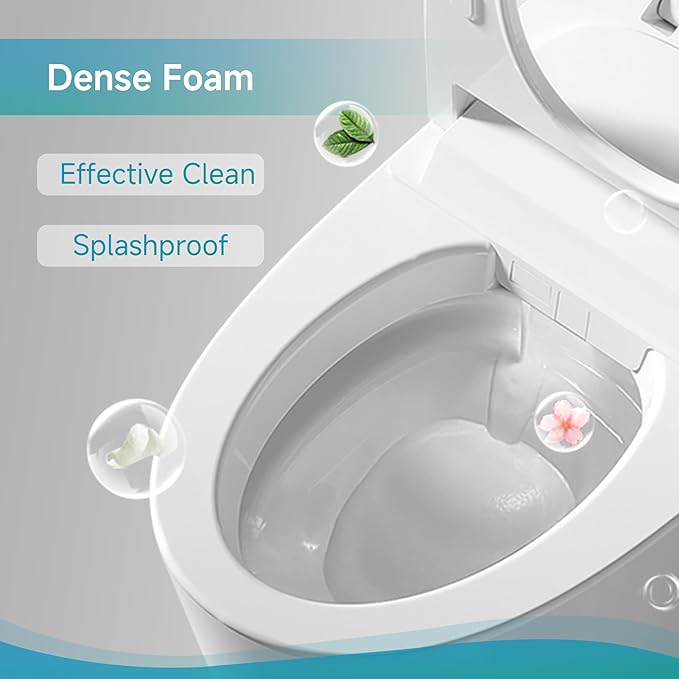Splashproof Foam Sheild for Smart Toilet, Special Cleaning Foaming Agent Toilet Bowl Cleaner, Powerful Splash Resistant, Creating a Fresh & Comfortable Bathroom Environment, 12pcs ≈ 2 Bottles