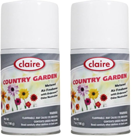 Claire CL118 7 Oz. Country Garden Metered Air Freshener Aerosol Can (2 Pack)