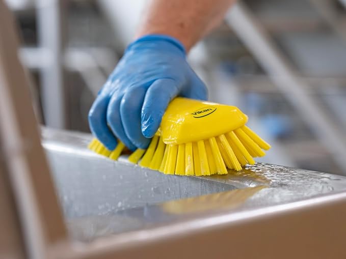 Vikan 38943 Extra Large Hand Brush, Multifunctional, Slip-Resistant Cleaning Tool, Extra Stiff Polypropylene & Polyester Bristle, 9.1", Blue