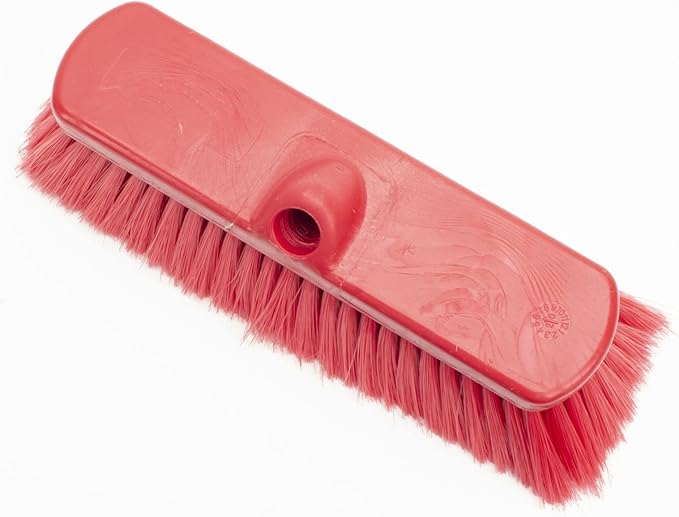 SPARTA 41278EC05 Flo-Thru Plastic Wall Scrub Brush, Equipment Brush With Soft Nylex Bristles For Industrial Kitchens, Hospitals, Commercial Cleaning, 4 Inches, Red, (Pack of 12)