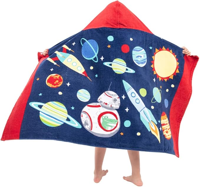 Florica Kids Hooded Bath Beach Towel Girls Boys, Super Absorbent & Soft Towel Poncho with Cute Design, 30 x 50 Inch After Pool Wrap Towel with Hood (Starry Sky)
