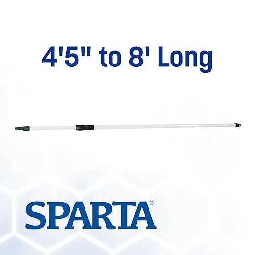 SPARTA 4102002 Spectrum Fiberglass Broom Handle, Mop Handle, Replacement Handle With Acme Threaded Tip For Commercial Cleaning, 4.5 To 8 Feet, White