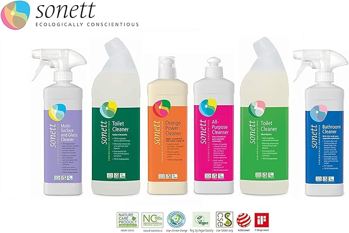 Sonett Organic Toilet Cleaner Mint-Myrtle,(25fl Oz/ 750ml) Effectively removes dirt, urine and hard water deposits (Pack of 6)