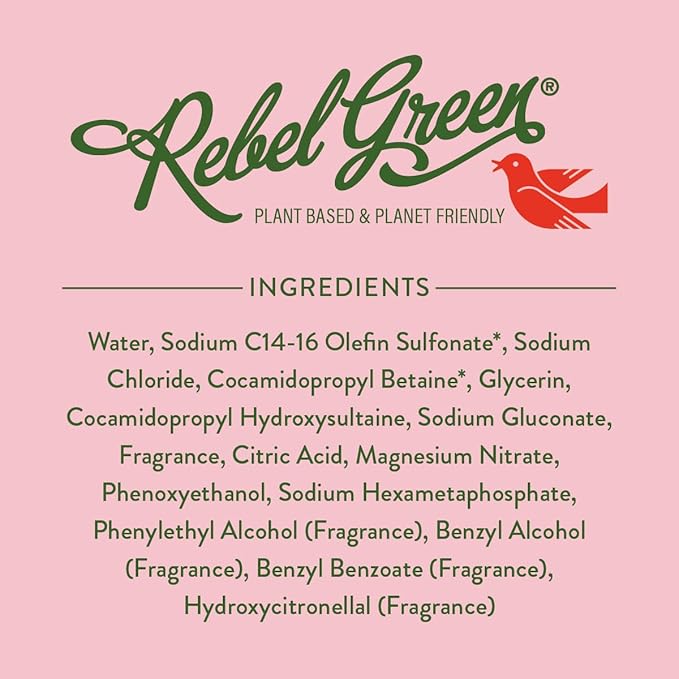Rebel Green Super Deluxe Dish Soap - Natural Dishwashing Soap - Liquid Dish Detergent - Sustainable Dish Liquid Scented with Pink Lilac - (16 oz Bottles, 4 Pack)