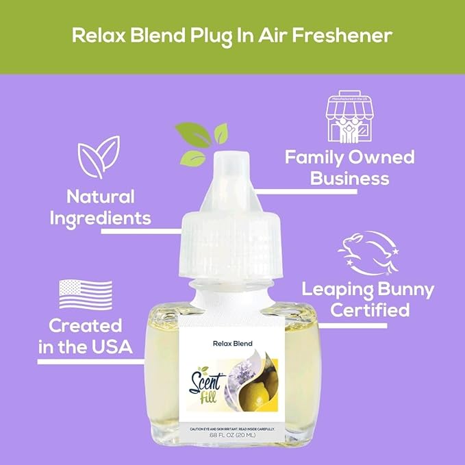 Scent Fill Relax Blend Plug in Air Freshener, 4 Scented Oil Refills