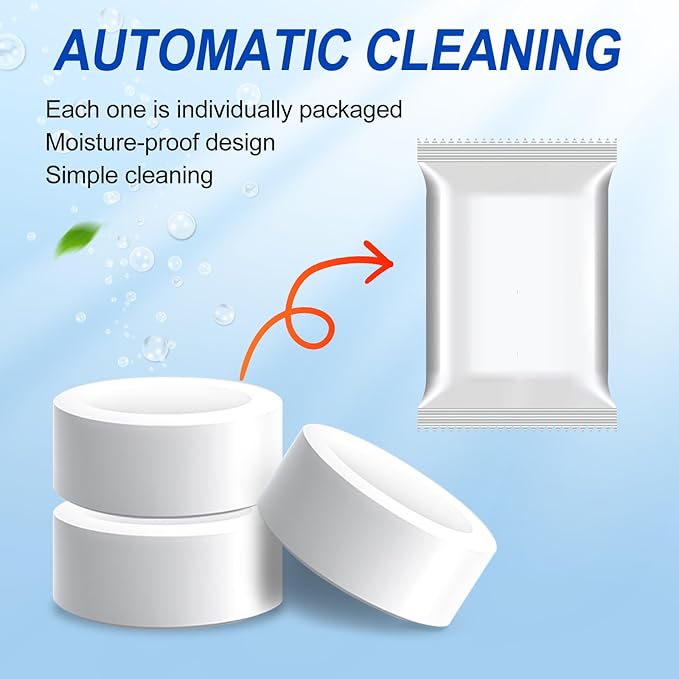 Automatic Toilet Bowl Cleaner Tablets - 50 Pack, Bleach Free, Descale & Deodorize, Septic-Safe, Continuous Cleaning with Fresh Scent, Drop-In Tank Cleaner for All Toilets get a fresher bathroom