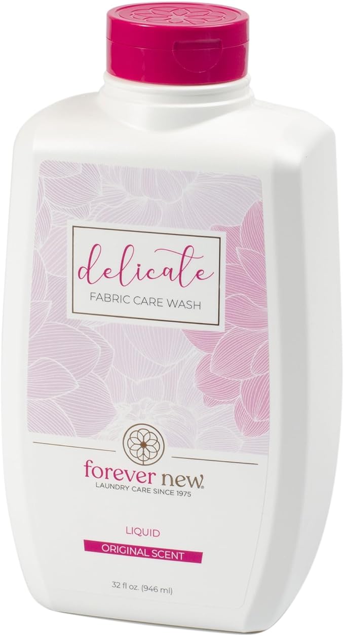 FOREVER NEW Delicate Hypoallergenic Laundry Detergent Liquid - 50 to 64 Large Loads - Gentle washing detergent for Silk, Cashmere, Bra, Undergarments, Cotton, Wool etc. - Original Scented - 32oz