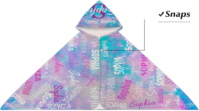 Personalized Hooded Kids Beach Towels - Toddler Bath Towel Girls Boys Swim Cover-ups for Children Pool Towels Lightweight Soft Beach Poncho 24x50IN, Watercolor Pink Blue Galaxy