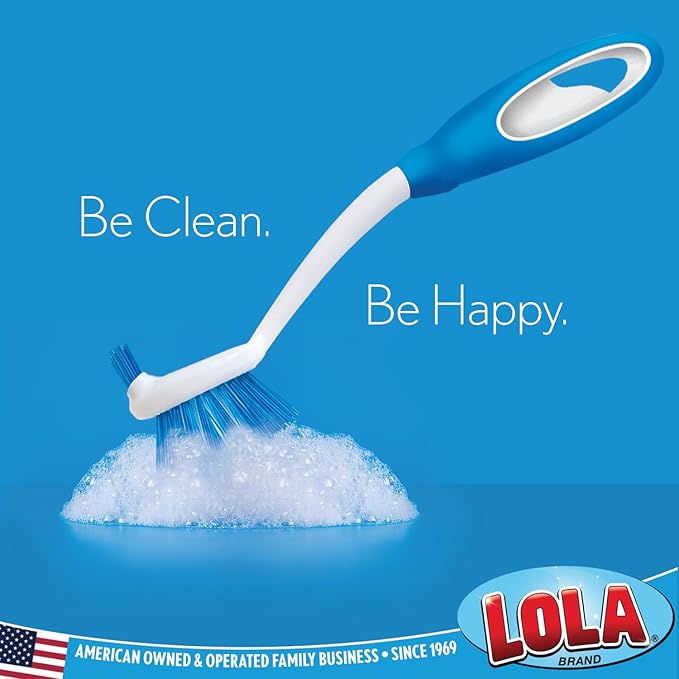 Dish Brush Scrubber for Kitchen, 36 Pack, by LOLA, Stiff Bristles & Food Scraper, Comfort No-Slip Grip Handle, Safe for Non-Stick & Coated Cookware