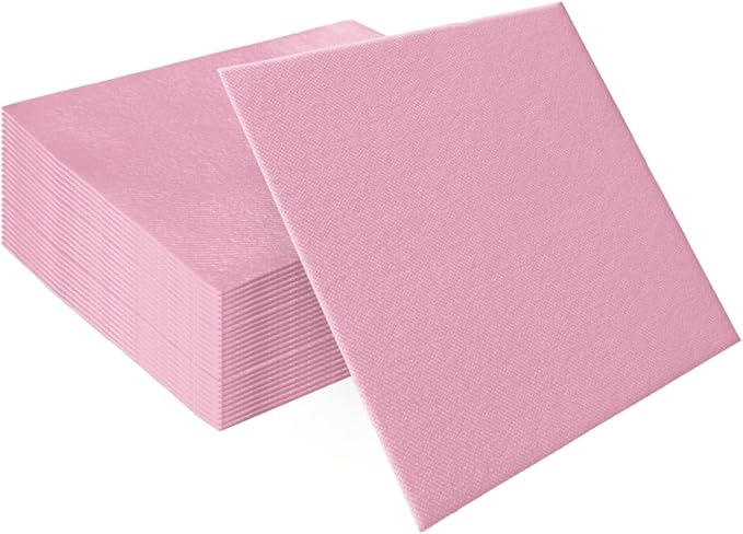 PAW - 50 Pieces Baby Pink Linen-Feel Paper Napkins 16" x 16", Monocolor Disposable Cloth-Like Napkins, Light Pink Dinner Napkins for Baby Shower, Gender Reveal Party, Wedding, Picnic