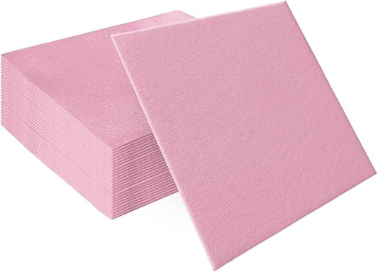 PAW - 50 Pieces Baby Pink Linen-Feel Paper Napkins 16" x 16", Monocolor Disposable Cloth-Like Napkins, Light Pink Dinner Napkins for Baby Shower, Gender Reveal Party, Wedding, Picnic