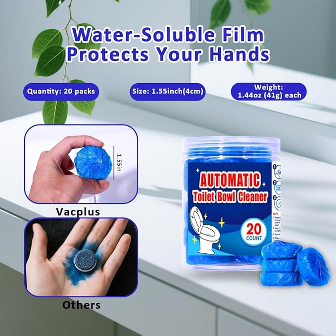 coldchill 20 Pcs Toilet Bowl Cleaners, Long-Lasting Toilet Bowl Cleaner Tablets with Sustained-Release Technology Against Tough Stains, Automatic Toilet Cleaner for Deodorizing & Descaling