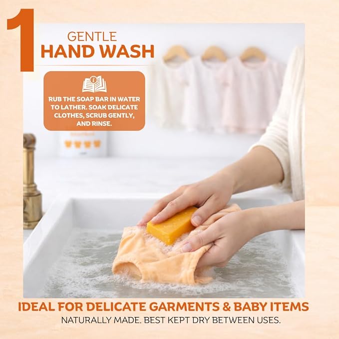 KELEBS Laundry Soap Bar - Natural Citrus Formula with Organic Ingredients - Stain Remover for Delicate Clothes, Underwear, Collar - 2 Bars | Aluminum Packaging