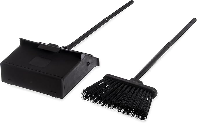 Carlisle FoodService Products Duo-Pan Upright Dust Pan and Broom Set, Essential Cleaning Tools for Home and Commercial Use, 36" Handle, 1 Count, Black